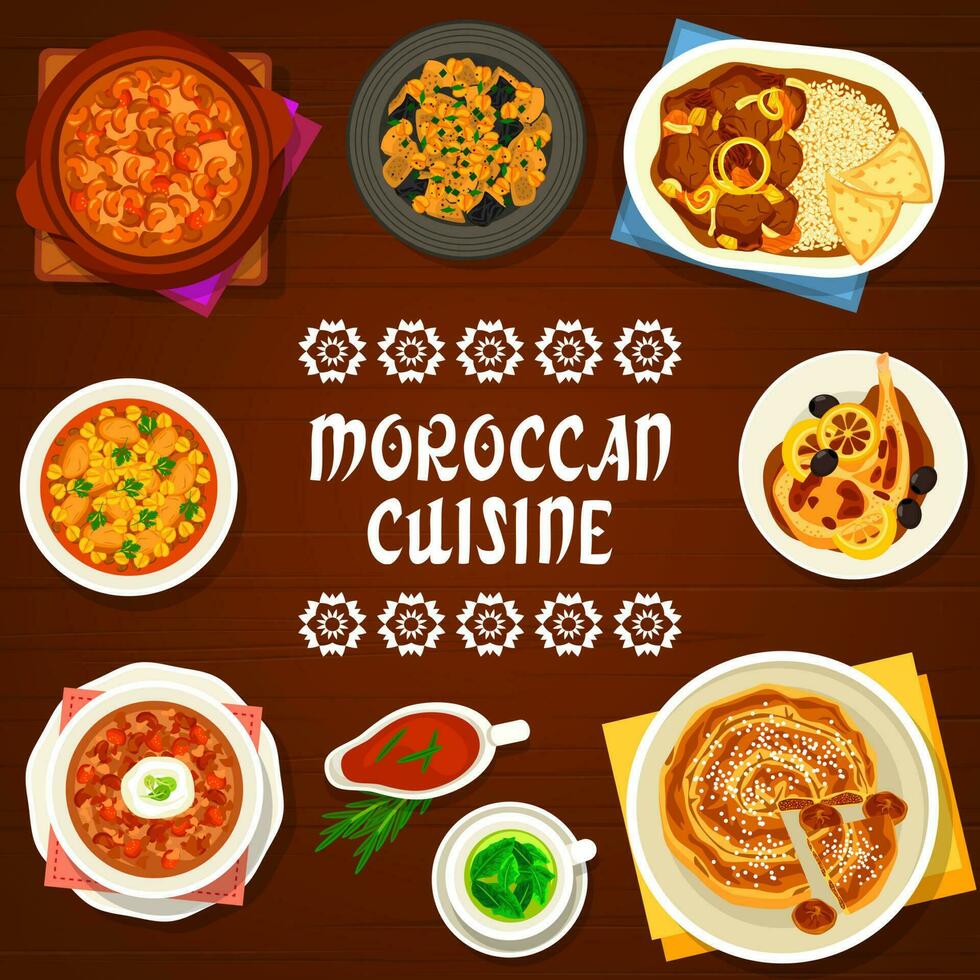 marocain cuisine restaurant nourriture vecteur affiche