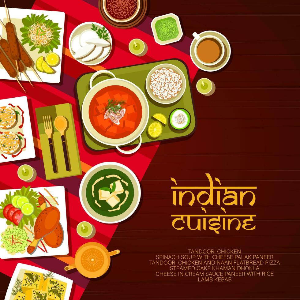 Indien nourriture restaurant repas menu couverture vecteur