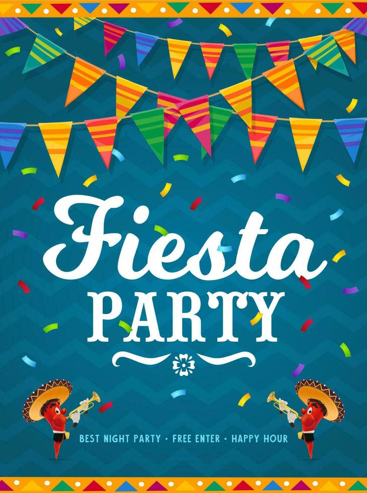 mexicain fête fête affiche avec Chili poivrons vecteur