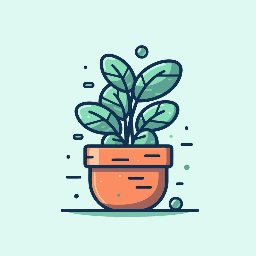 une plante dans une pot vecteur illustration dans une plat style