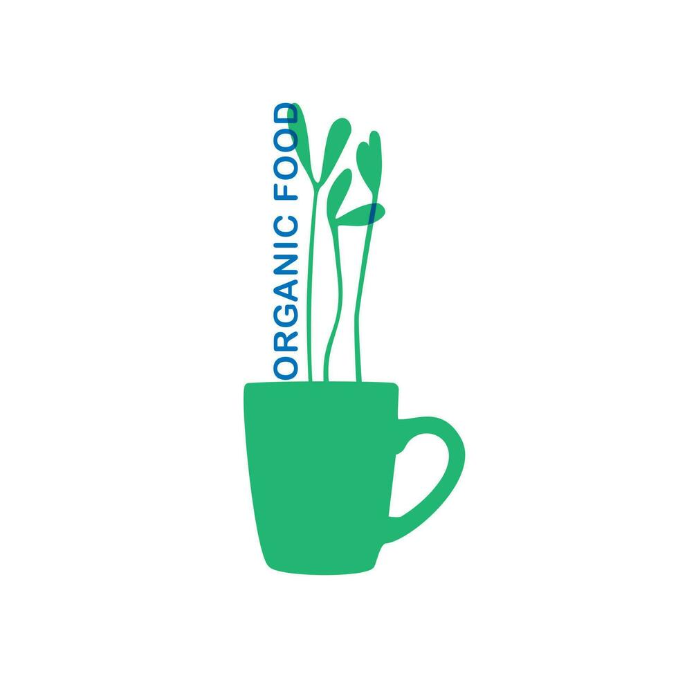 biologique aliments. microgreen étiqueter. logo pour le production de une plante produit. végétarien nourriture. vecteur