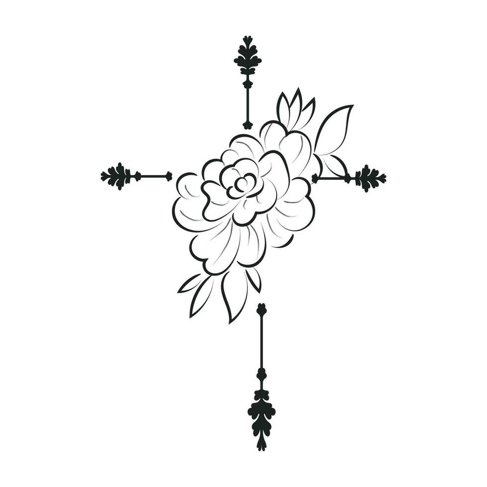 saint traverser avec floral conception pour impression ou utilisation comme carte, prospectus, tatouage ou t chemise vecteur