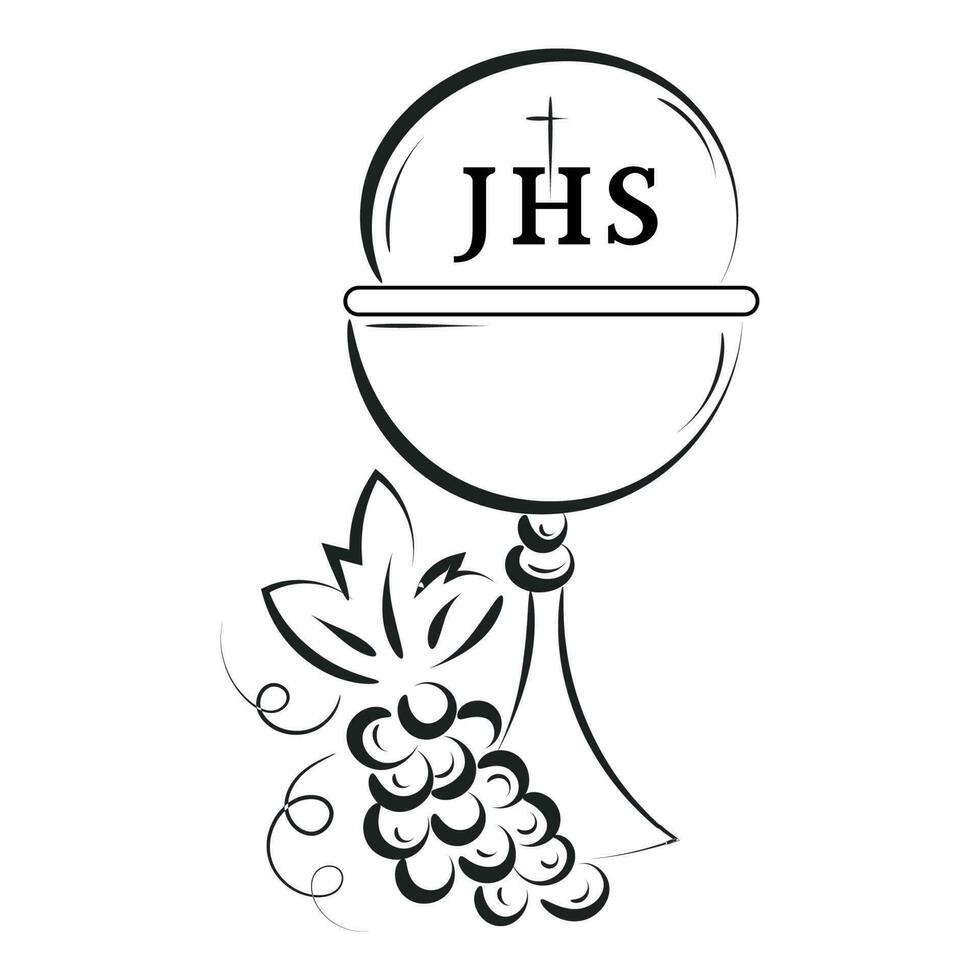 Jésus et le eucharistie illustration. eucharistie dans calice avec les raisins et blé pour impression ou utilisation comme affiche, carte, prospectus ou t chemise vecteur