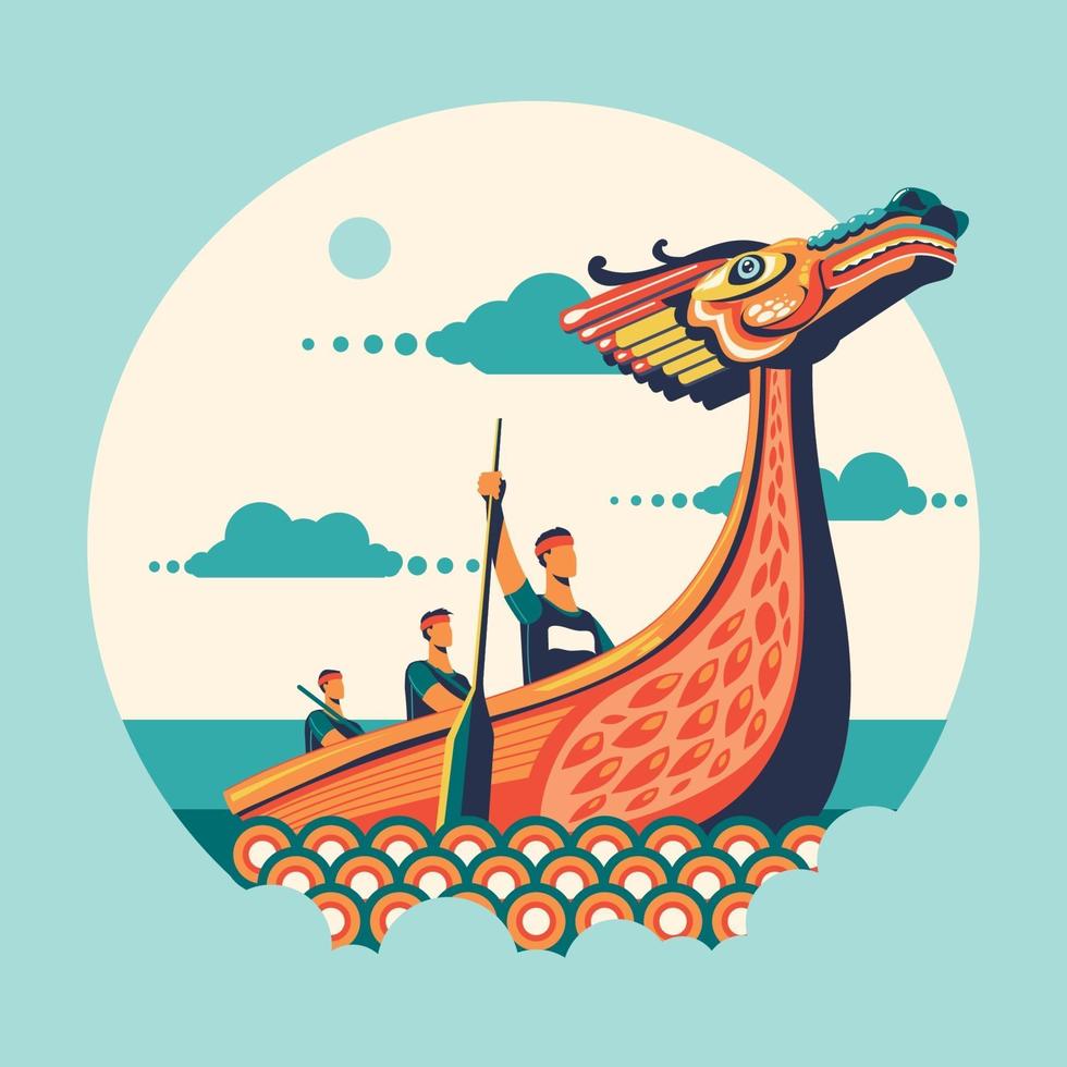 illustration vectorielle de festival de bateau dragon chinois vecteur