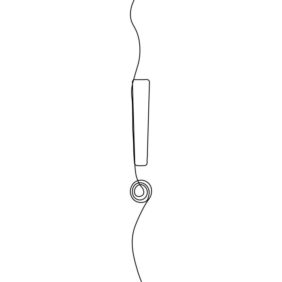 un ligne continu tiré exclamation marque dans blanc Contexte Facile conception contour Facile vecteur