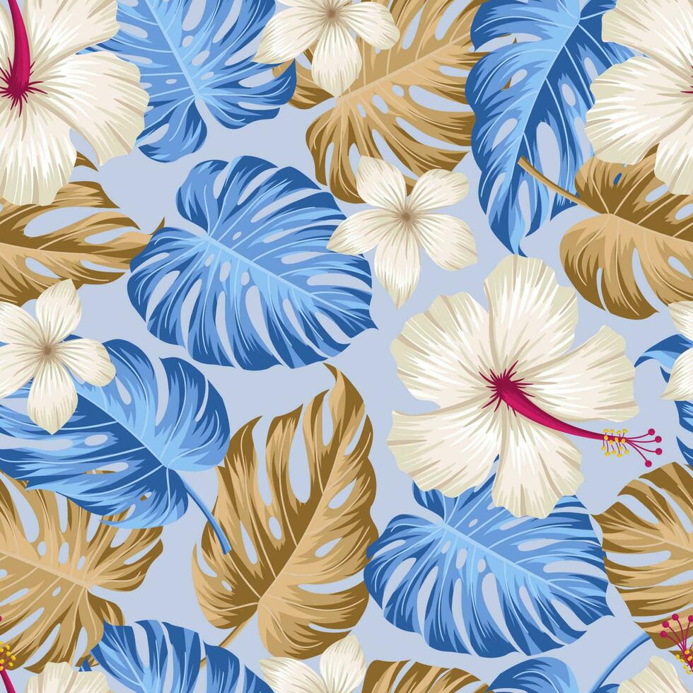 motif floral sans couture avec des feuilles. fond tropical vecteur