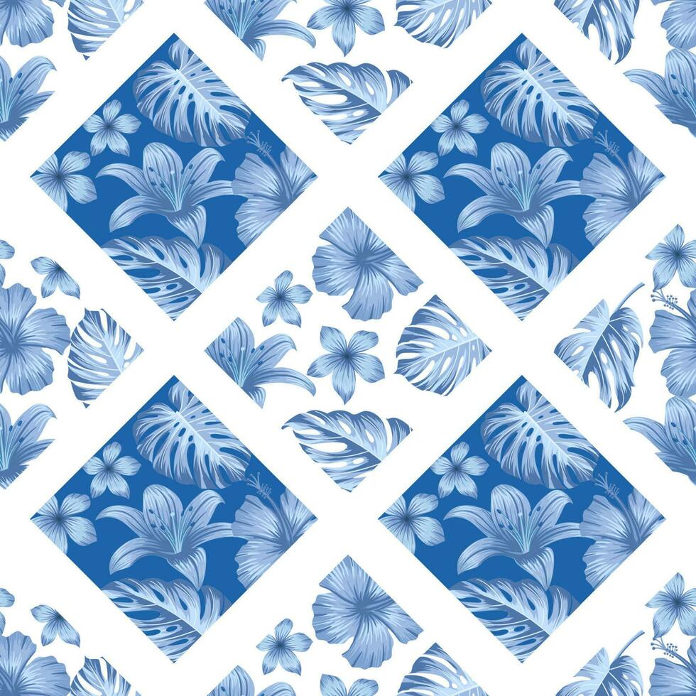 floral sans couture modèle avec feuilles. tropical Contexte géométrique formes vecteur