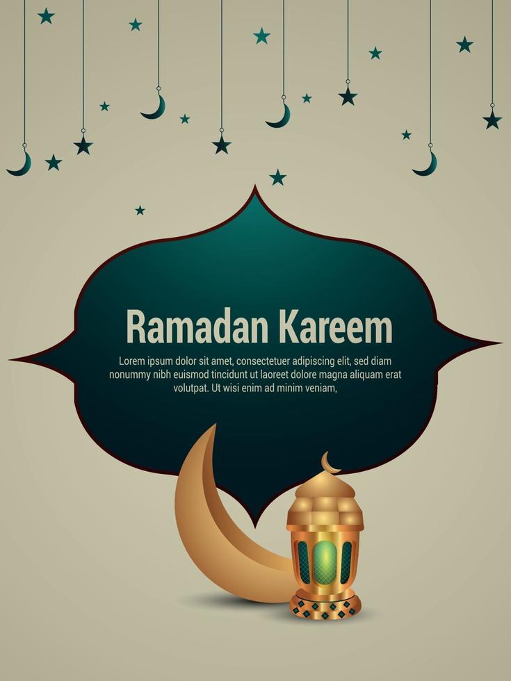 affiche de célébration du festival islamique musulman ramadan kareem avec illustration créative de la lune dorée et de la lanterne vecteur