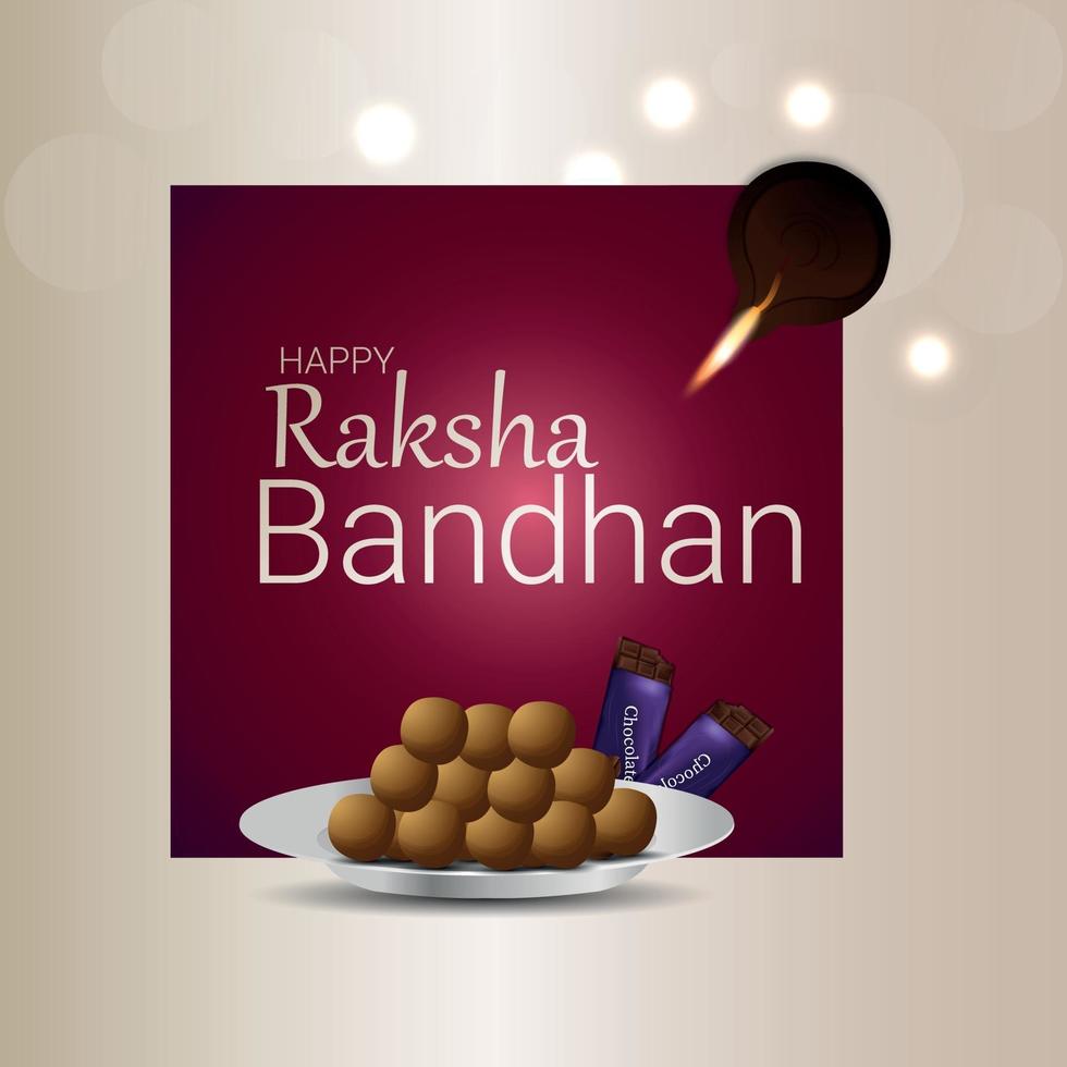 joyeux raksha bandhan célébration carte de voeux avec cristal vecteur rakhi