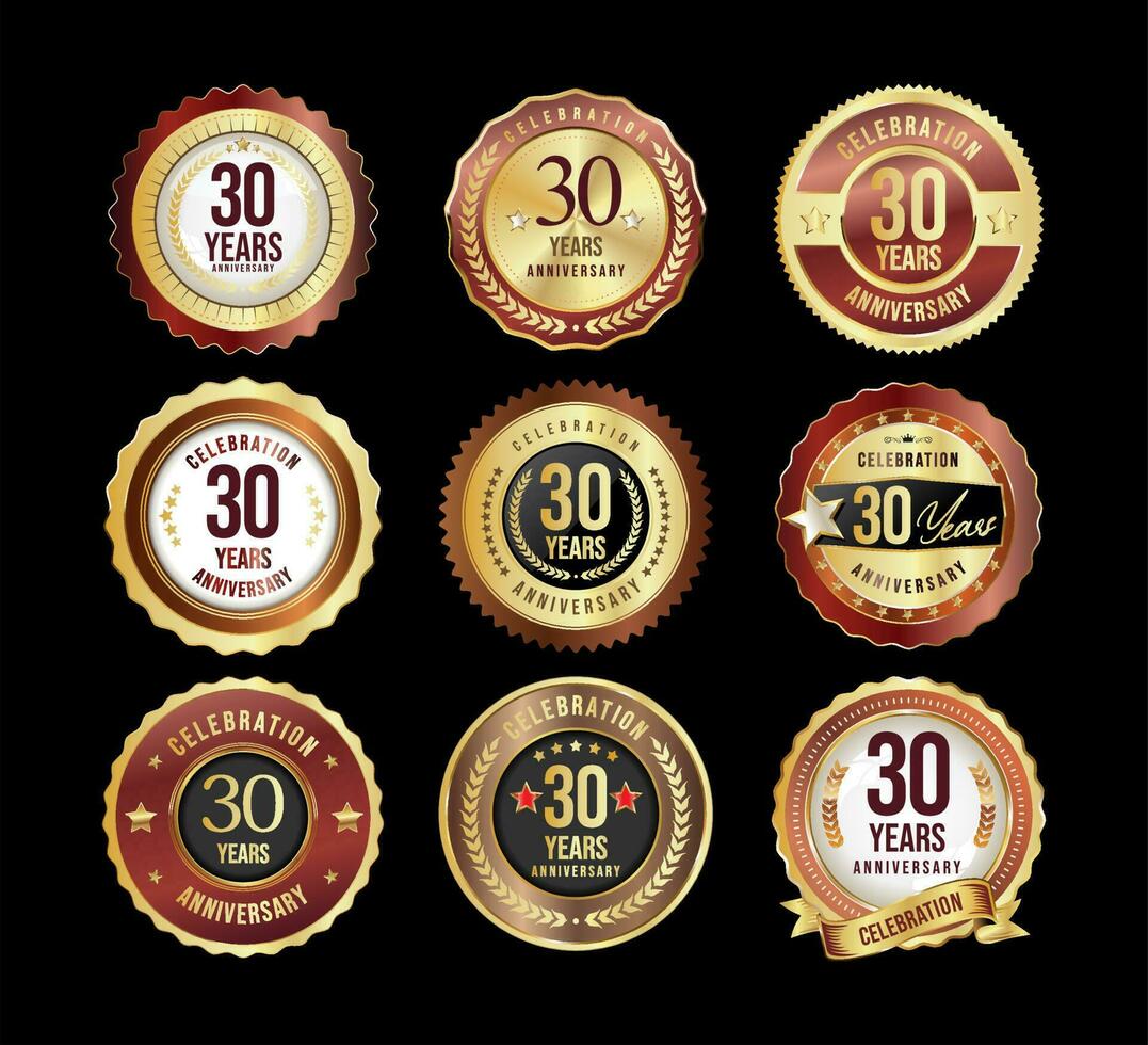 collection de d'or anniversaire badge et Étiquettes vecteur illustration