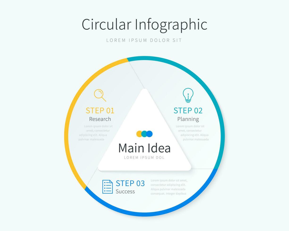 circulaire infographie modèle pour affaires présentation avec Trois les options vecteur