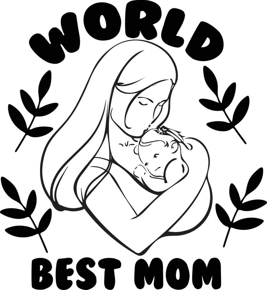 content de la mère jour, monde meilleur maman, juste une bien maman avec une capuche liste de lecture, ma maman est mon coeur, mon premier de la mère journée conception. vecteur