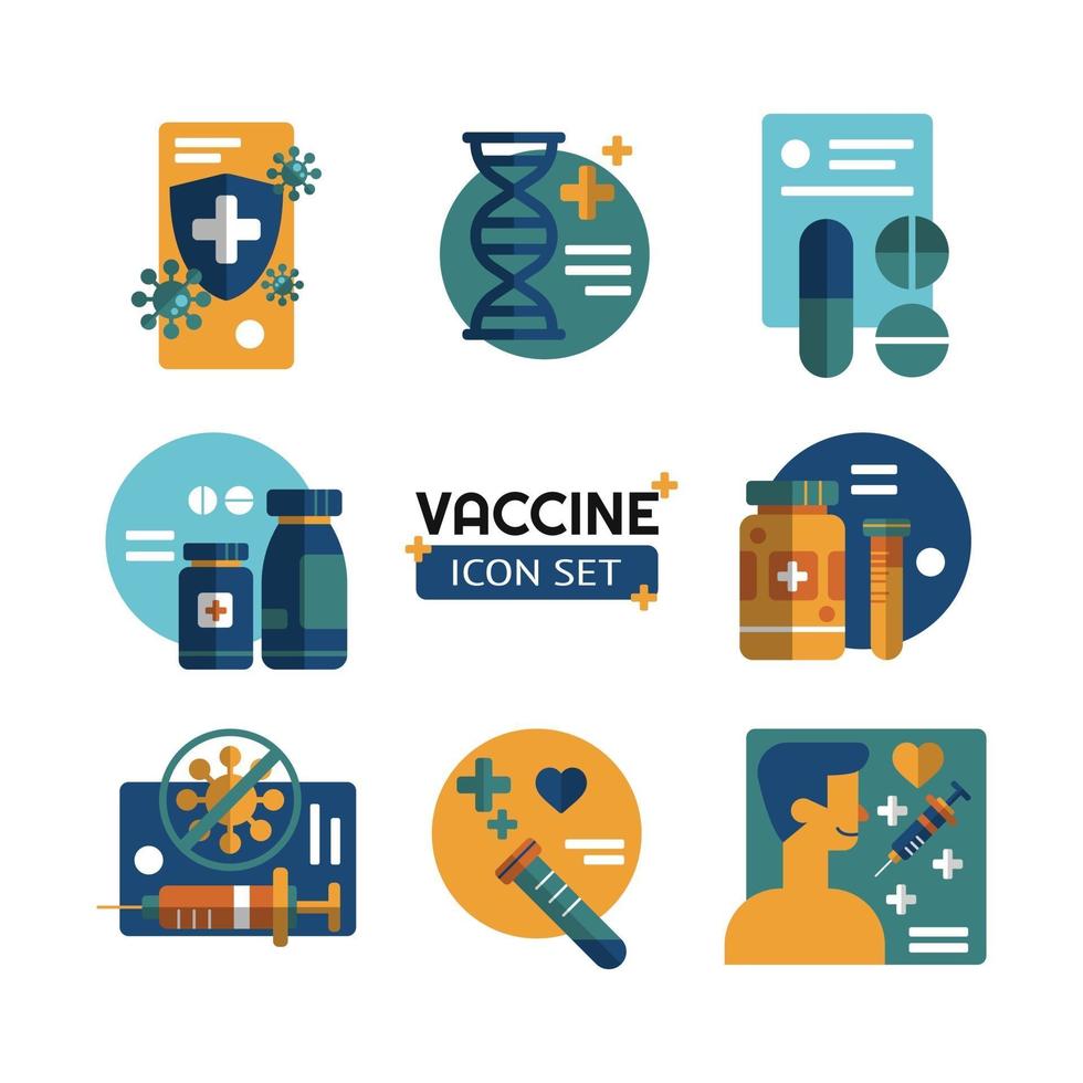 jeu d & # 39; icônes de recherche et de science sur les vaccins vecteur