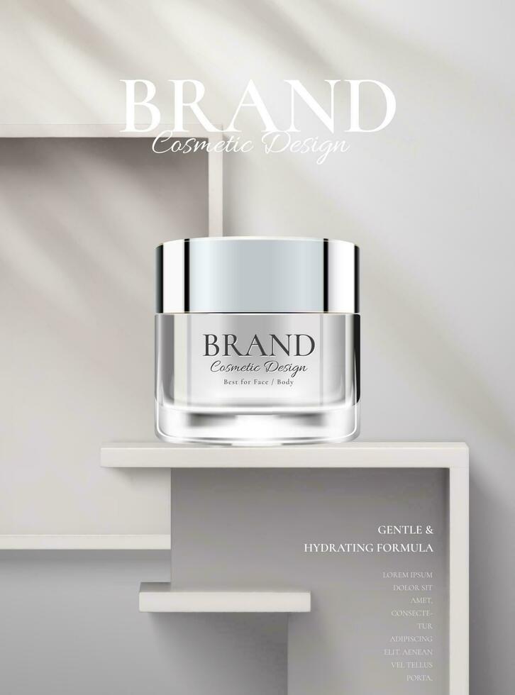 hydratation cosmétique crème sur une blanc étape dans 3d illustration. beauté crème les publicités modèle. vecteur
