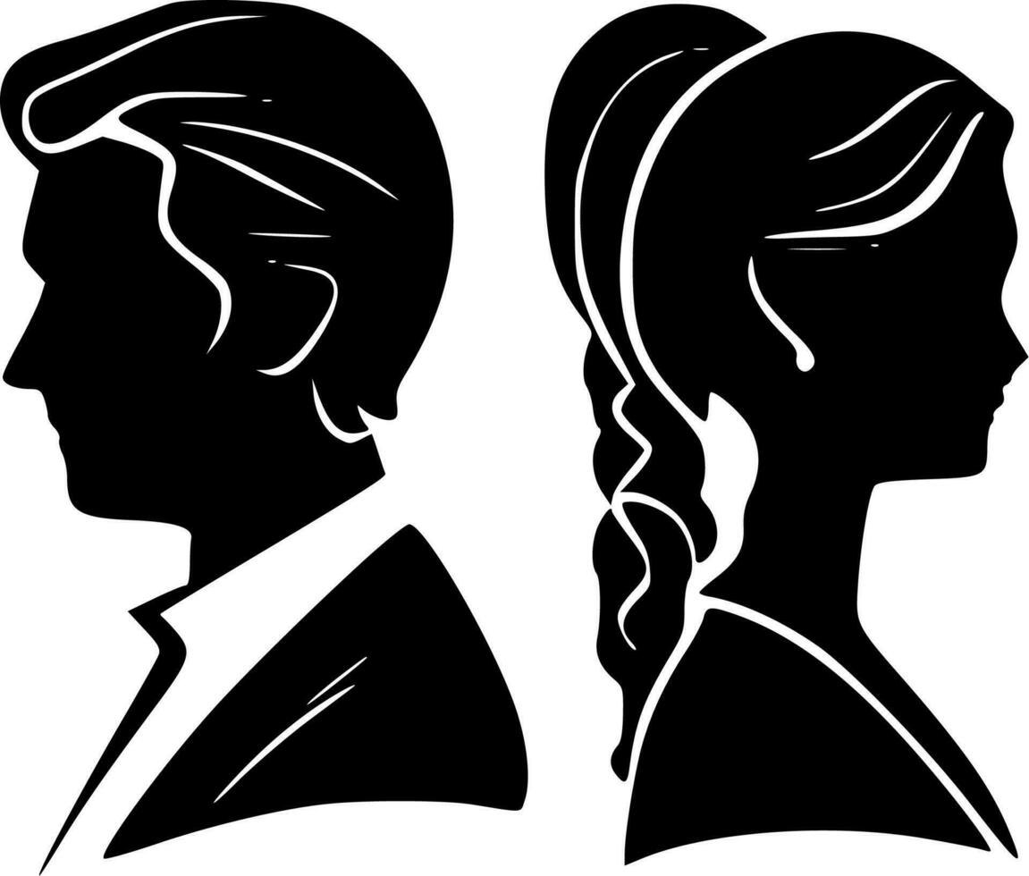 des couples, noir et blanc vecteur illustration