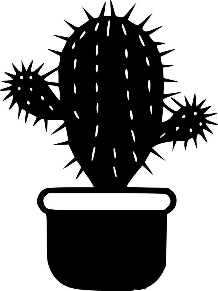 cactus - noir et blanc isolé icône - vecteur illustration