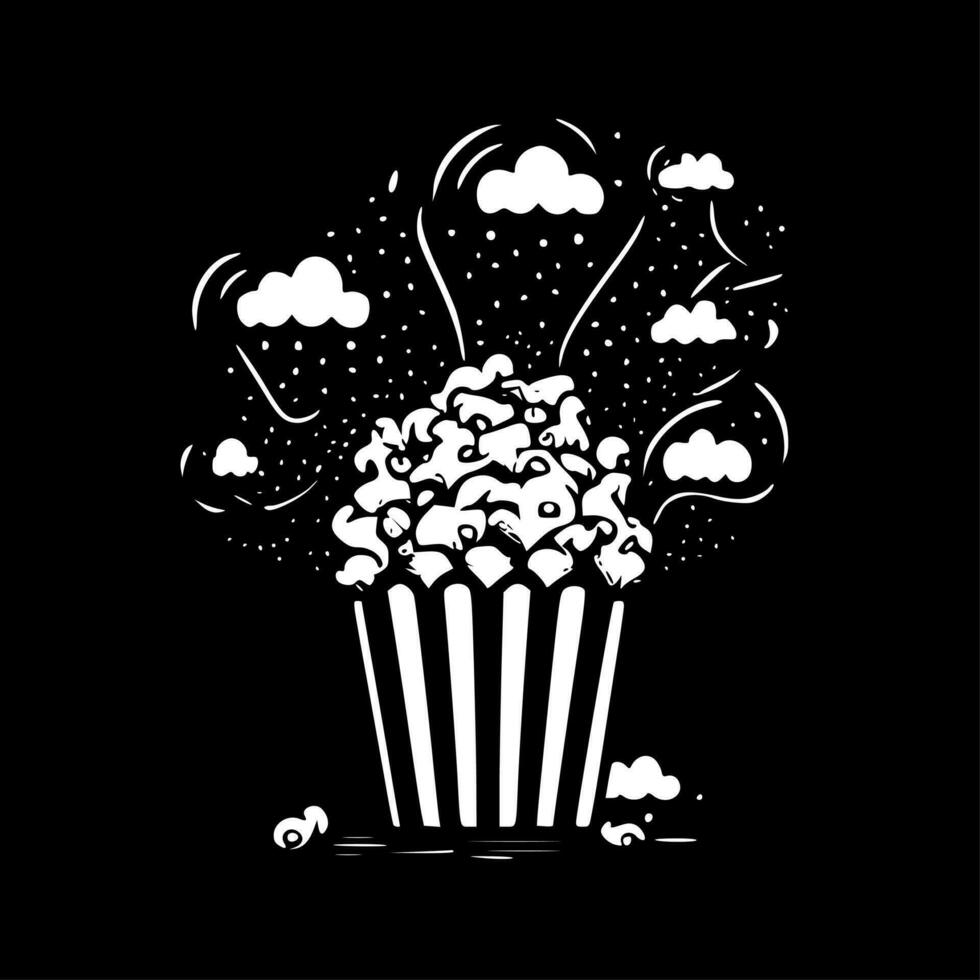 Popcorn, noir et blanc vecteur illustration