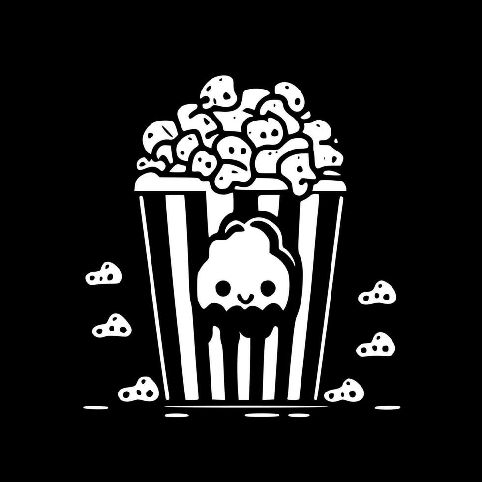 Popcorn, noir et blanc vecteur illustration