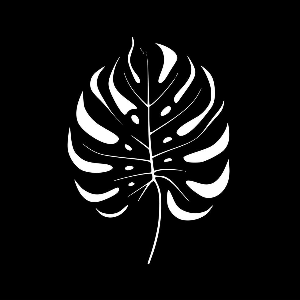 monstera - noir et blanc isolé icône - vecteur illustration
