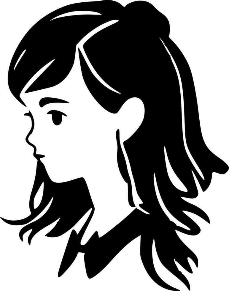 fille, noir et blanc vecteur illustration