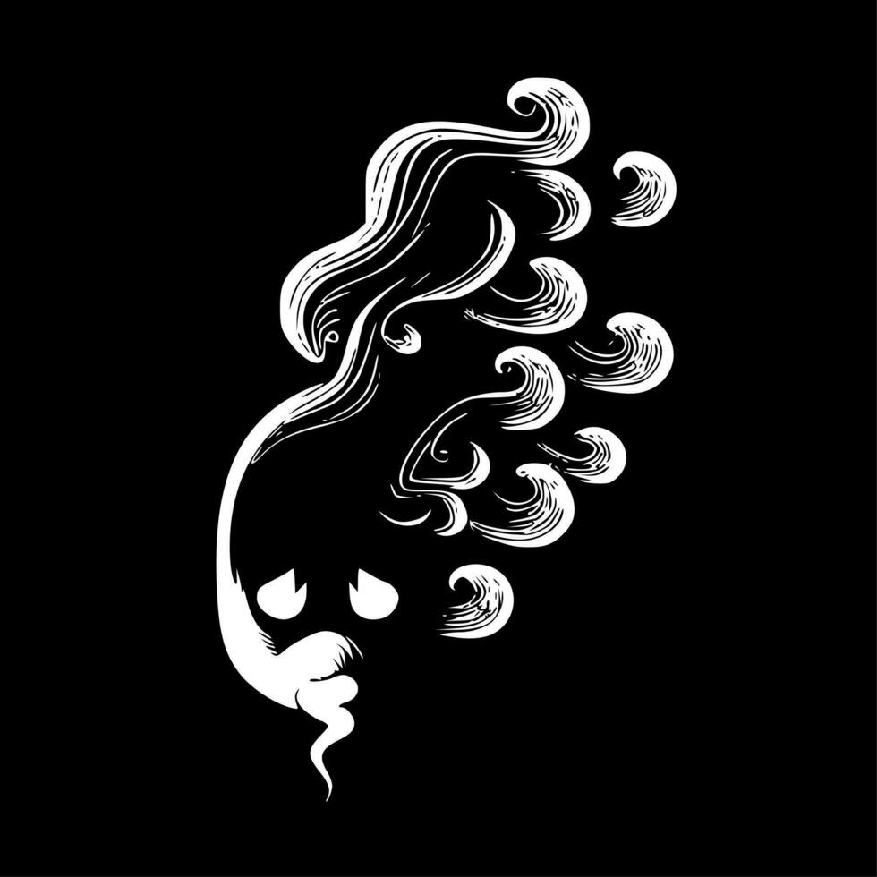 fumée - noir et blanc isolé icône - vecteur illustration