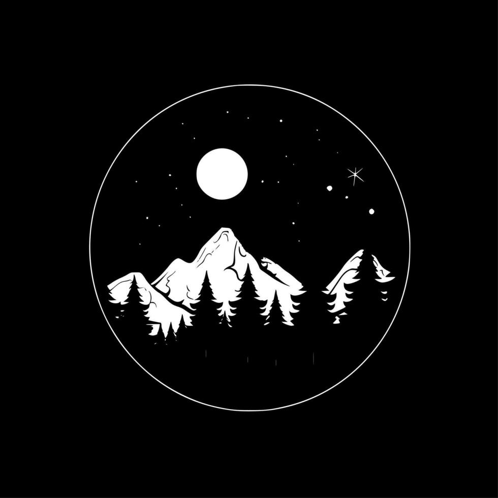 nuit ciel - noir et blanc isolé icône - vecteur illustration