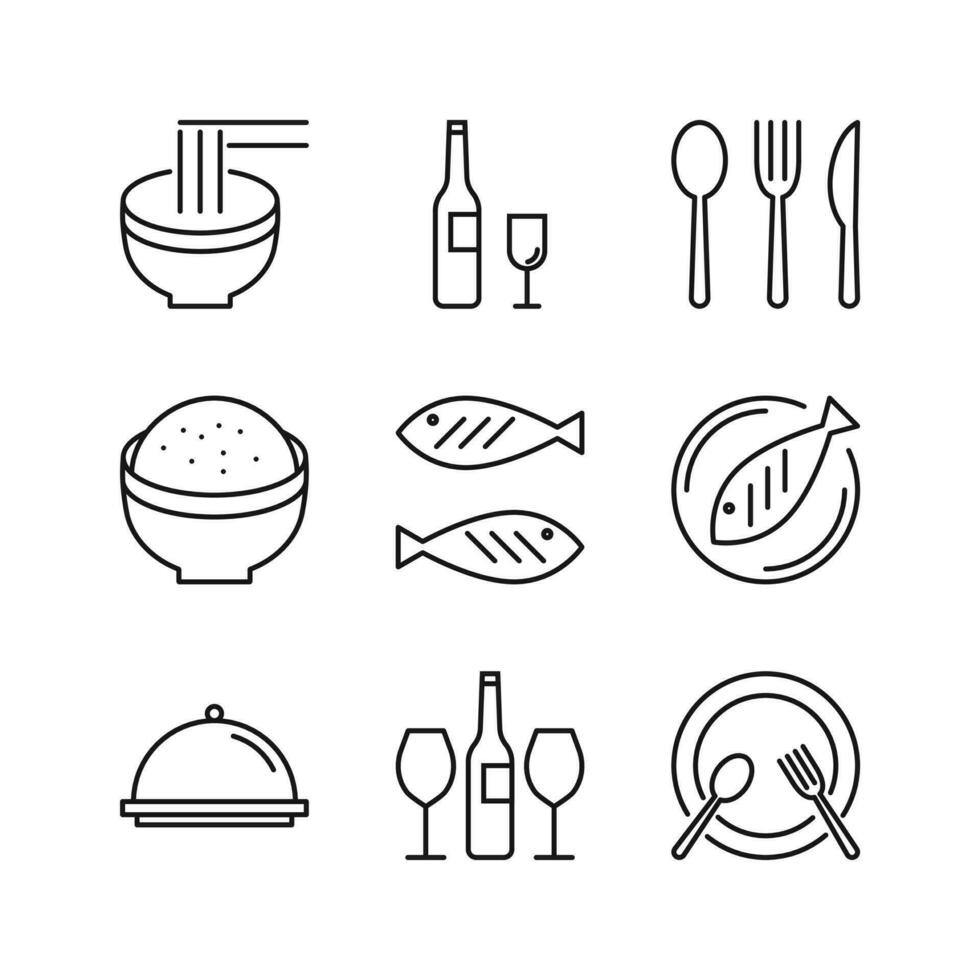 modifiable ensemble icône de restaurant, vecteur illustration isolé sur blanc Contexte. en utilisant pour présentation, site Internet ou mobile app
