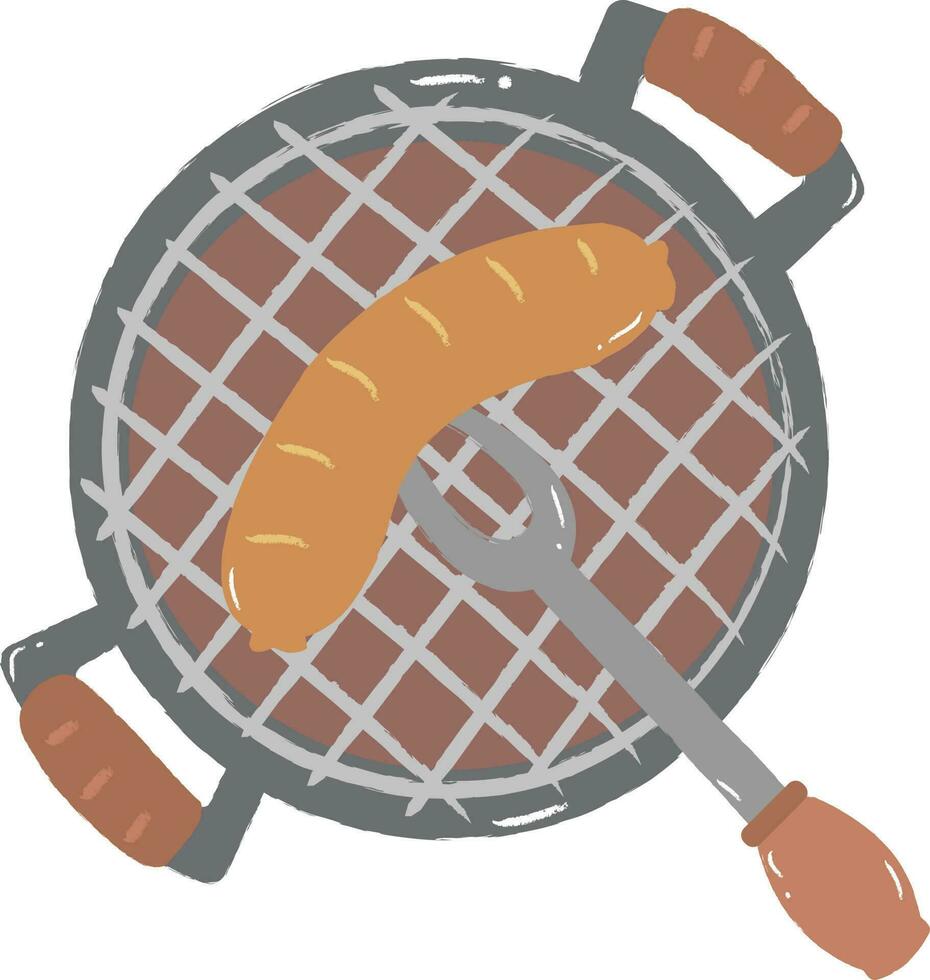 grillé saucisse barbecue pour camping dessin vecteur