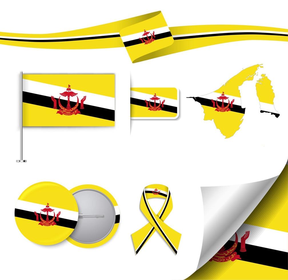 drapeau brunei avec des éléments vecteur