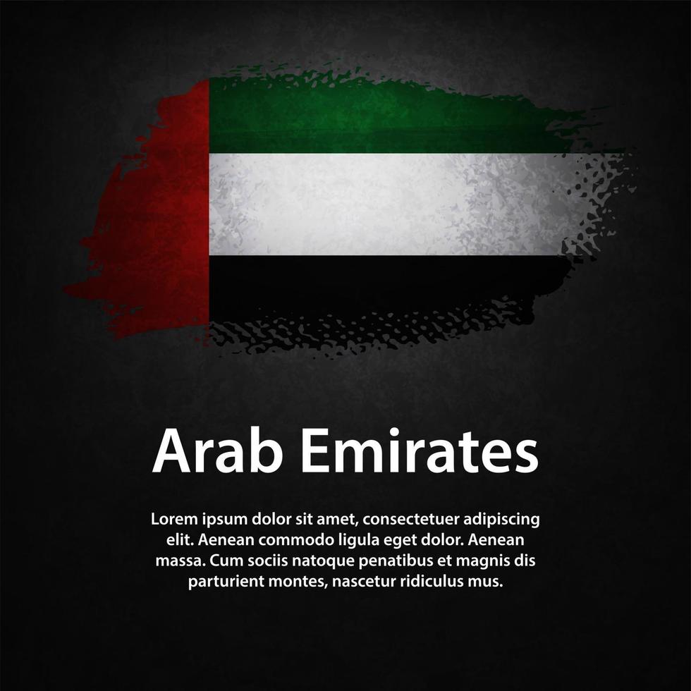 drapeau des émirats arabes avec fond noir vecteur