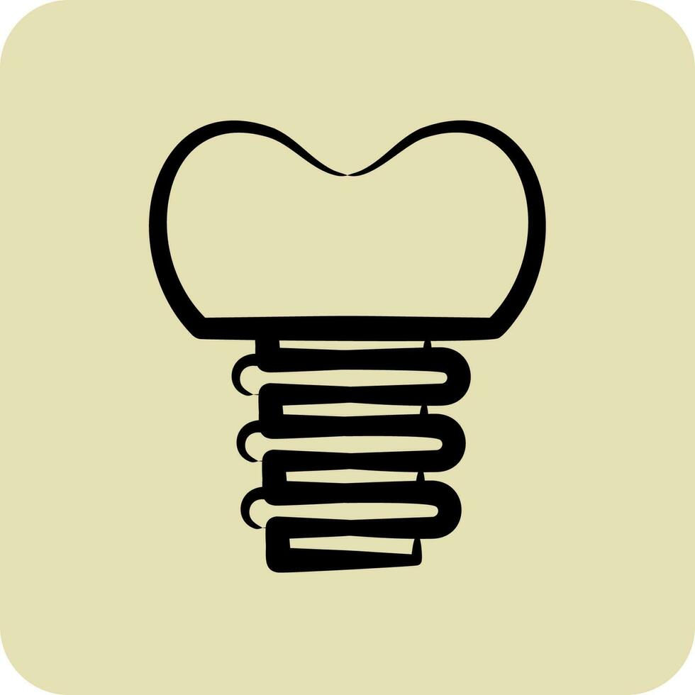 icône dentaire implant. adapté pour médicament symbole. main tiré style. Facile conception modifiable. conception modèle vecteur