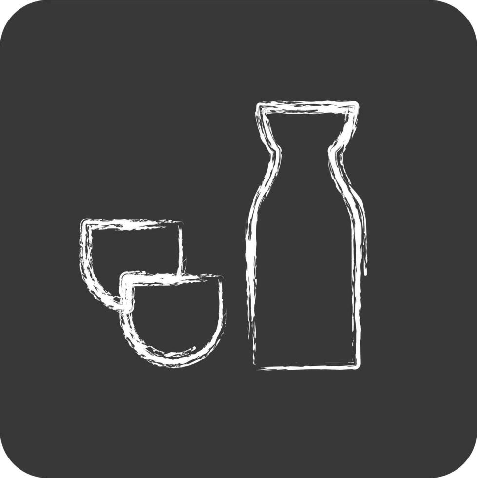 icône saké. adapté pour Japonais symbole. craie style. Facile conception modifiable. conception modèle vecteur