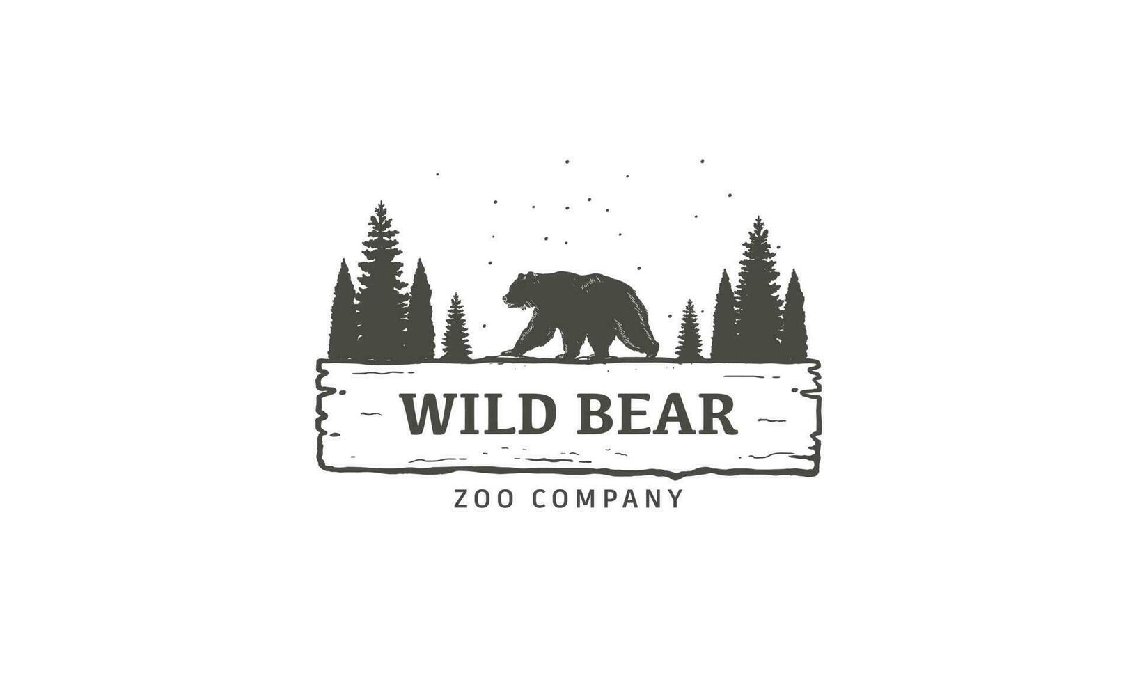 conception de logo d'ours sauvage vecteur premium, illustration vintage de logo emblème