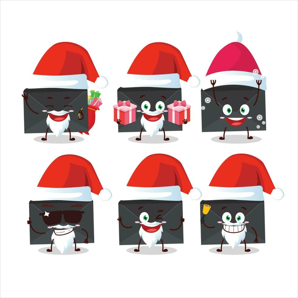 Père Noël claus émoticônes avec noir enveloppe dessin animé personnage vecteur