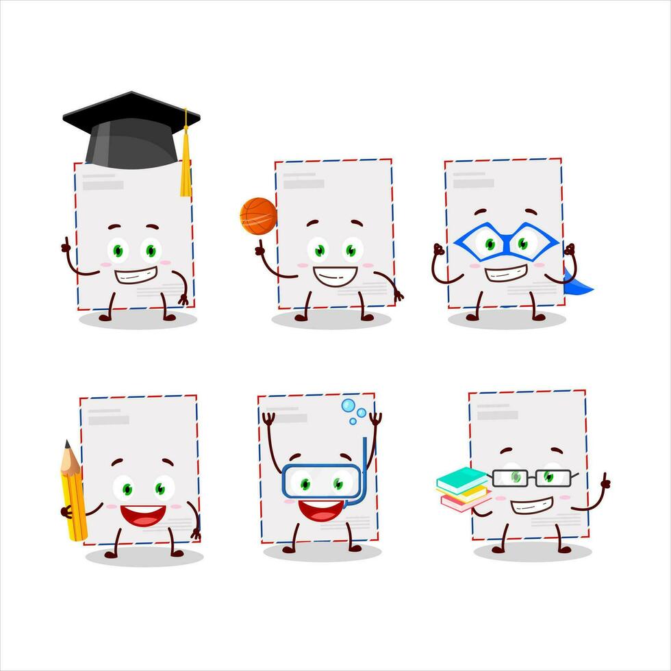 école étudiant de la norme enveloppe dessin animé personnage avec divers expressions vecteur