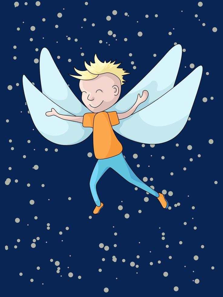 image vectorielle d'un garçon avec des ailes vecteur