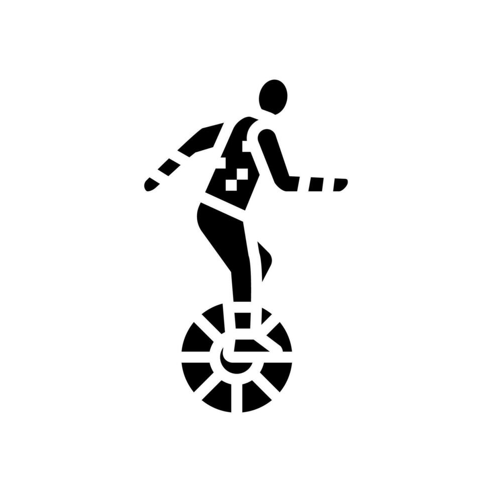 monocycle carnaval ancien spectacle glyphe icône vecteur illustration