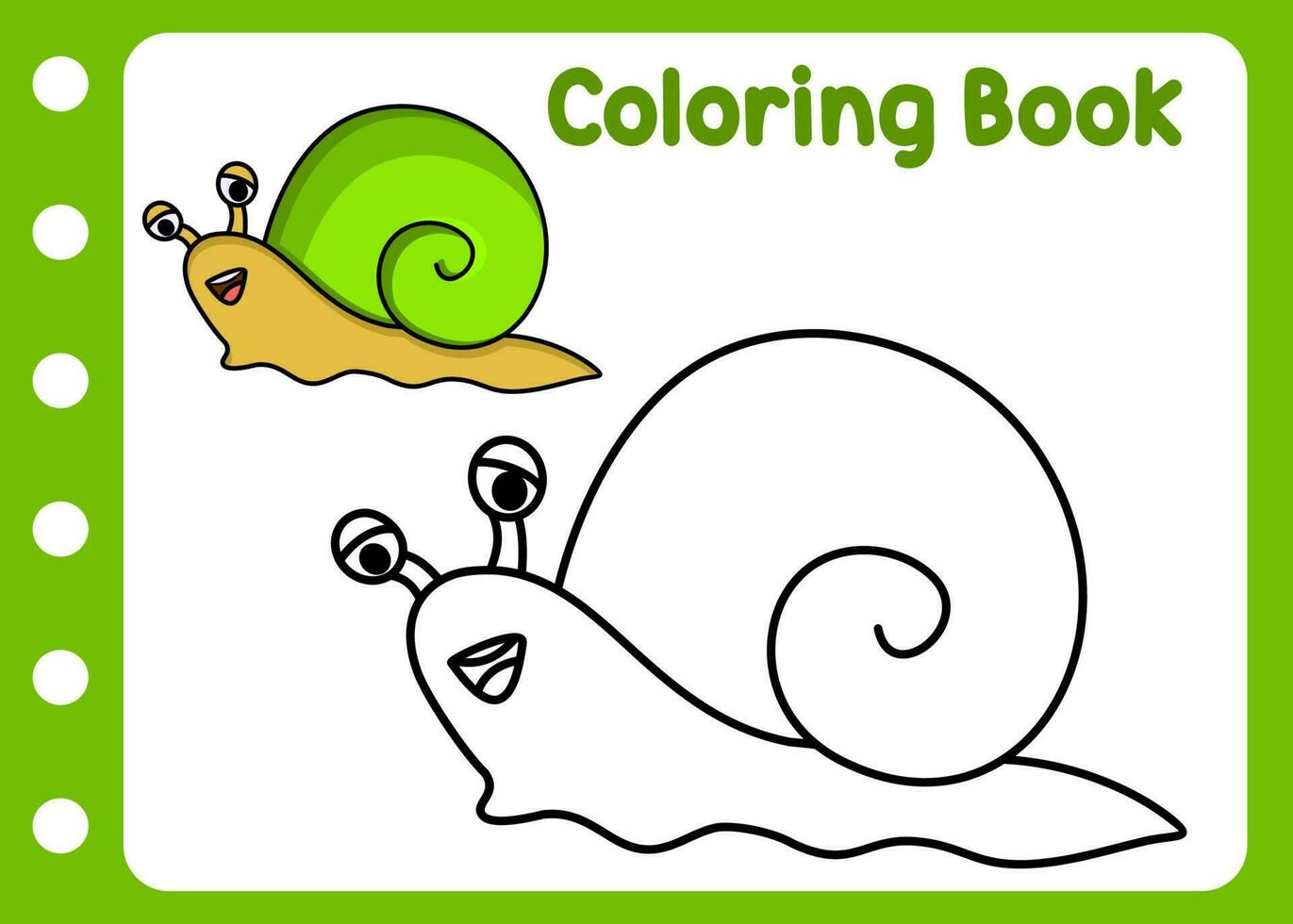 coloration livre mignonne escargot pour enfants. feuille de travail pour des gamins vecteur