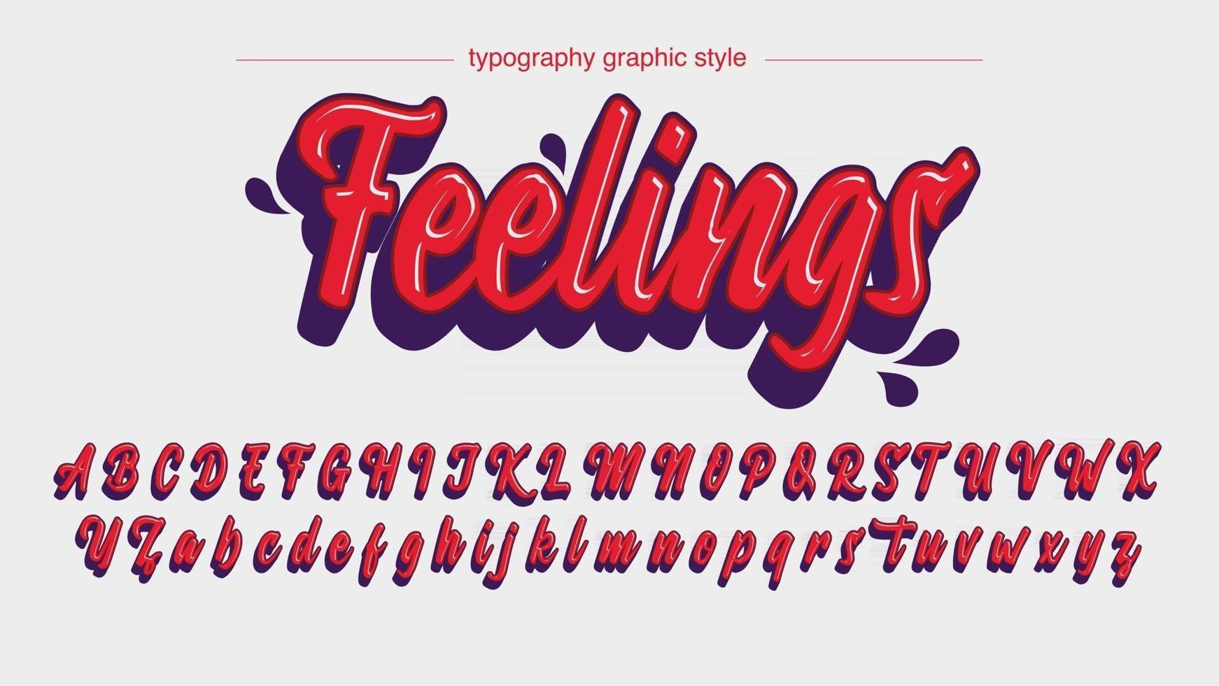 typographie personnalisée de dessin animé de graffiti 3d cursive rouge vecteur