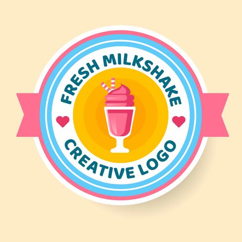 Milkshake Logo Badge Style Vecteur