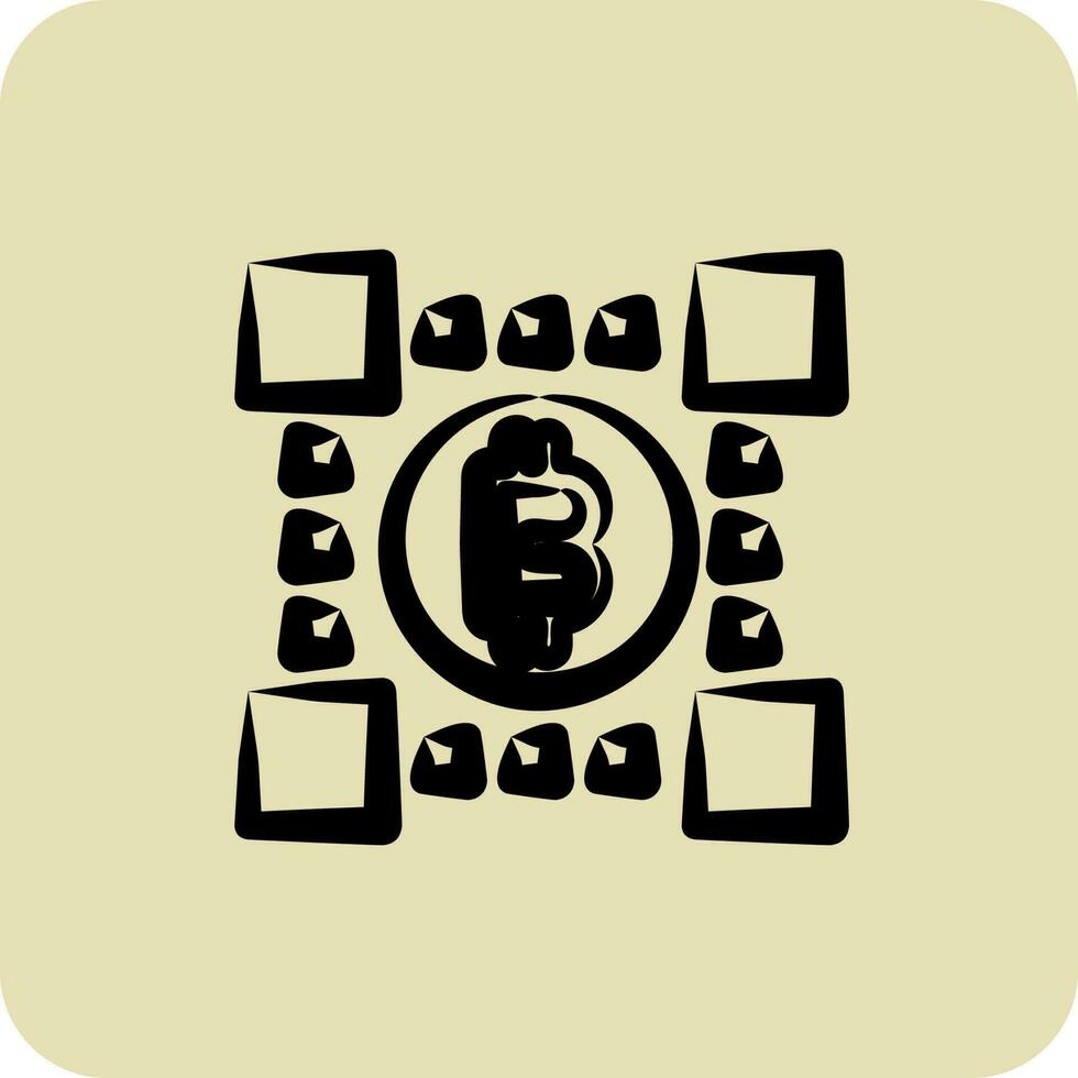 icône bitcoins technologie. adapté pour éducation symbole. main tiré style. Facile conception modifiable vecteur
