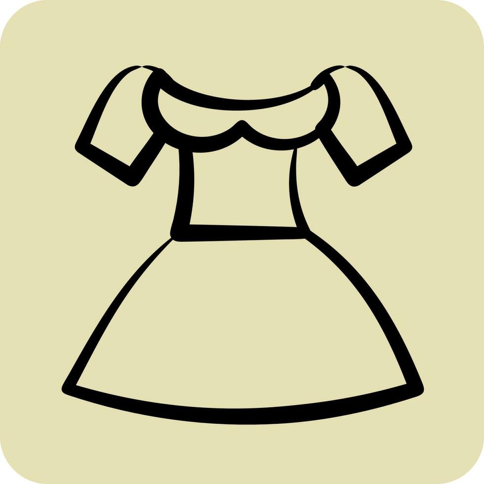 icône dirndl. adapté pour éducation symbole. main tiré style. Facile conception modifiable. conception modèle vecteur