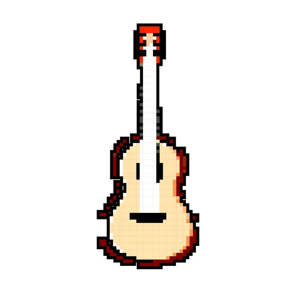 Roche acoustique guitare Jeu pixel art vecteur illustration