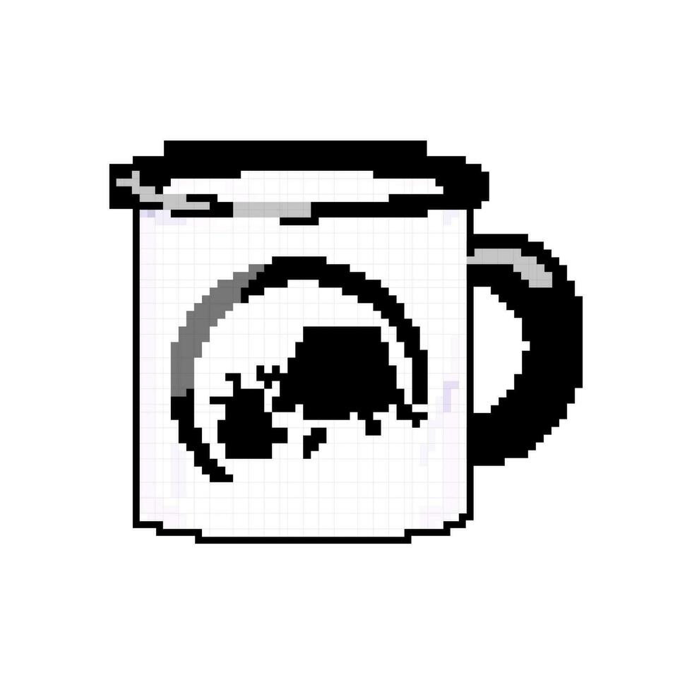 émail camp tasse Jeu pixel art vecteur illustration