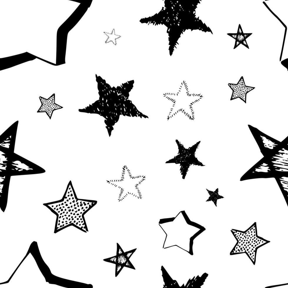 fond transparent d'étoiles de doodle. étoiles dessinées à la main noire sur fond blanc. illustration vectorielle vecteur