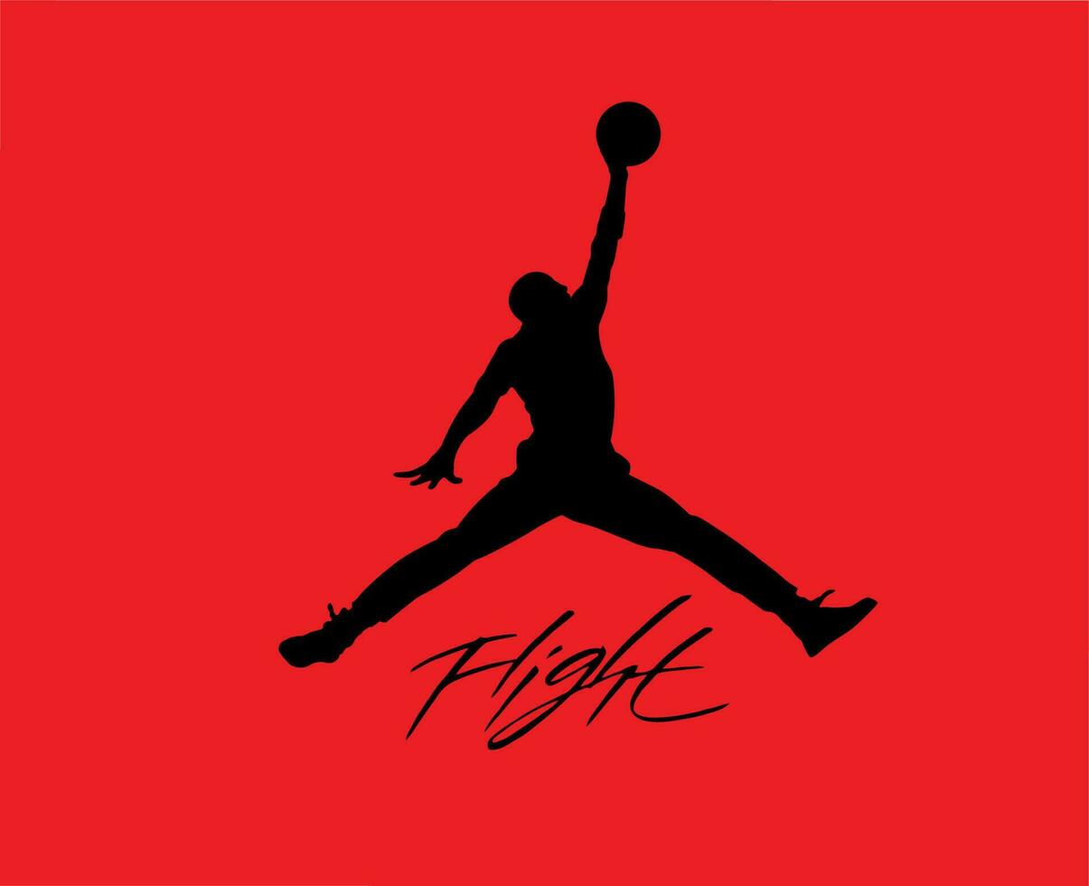 Jordan vol marque logo symbole noir conception vêtements vêtement de sport vecteur illustration avec rouge Contexte