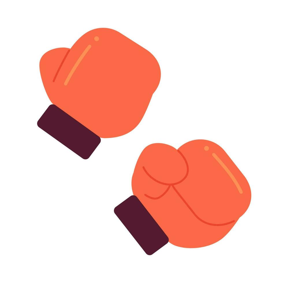 boxe les poings dans gants semi plat Couleur vecteur objet. professionnel tenue de sport pour boxeur. modifiable dessin animé agrafe art icône sur blanc Contexte. Facile place illustration pour la toile graphique conception