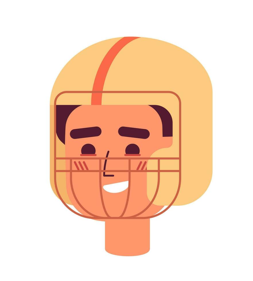 à pleines dents souriant Jeune homme portant américain Football casque semi plat vecteur personnage diriger. modifiable dessin animé avatar icône. visage émotion. coloré place illustration pour la toile graphique conception, animation