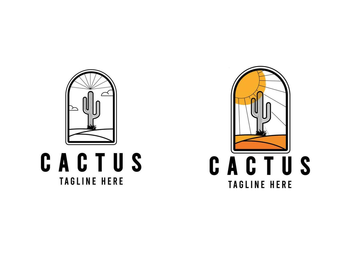 cactus illustration sauvage Ouest conception désert ancien vecteur