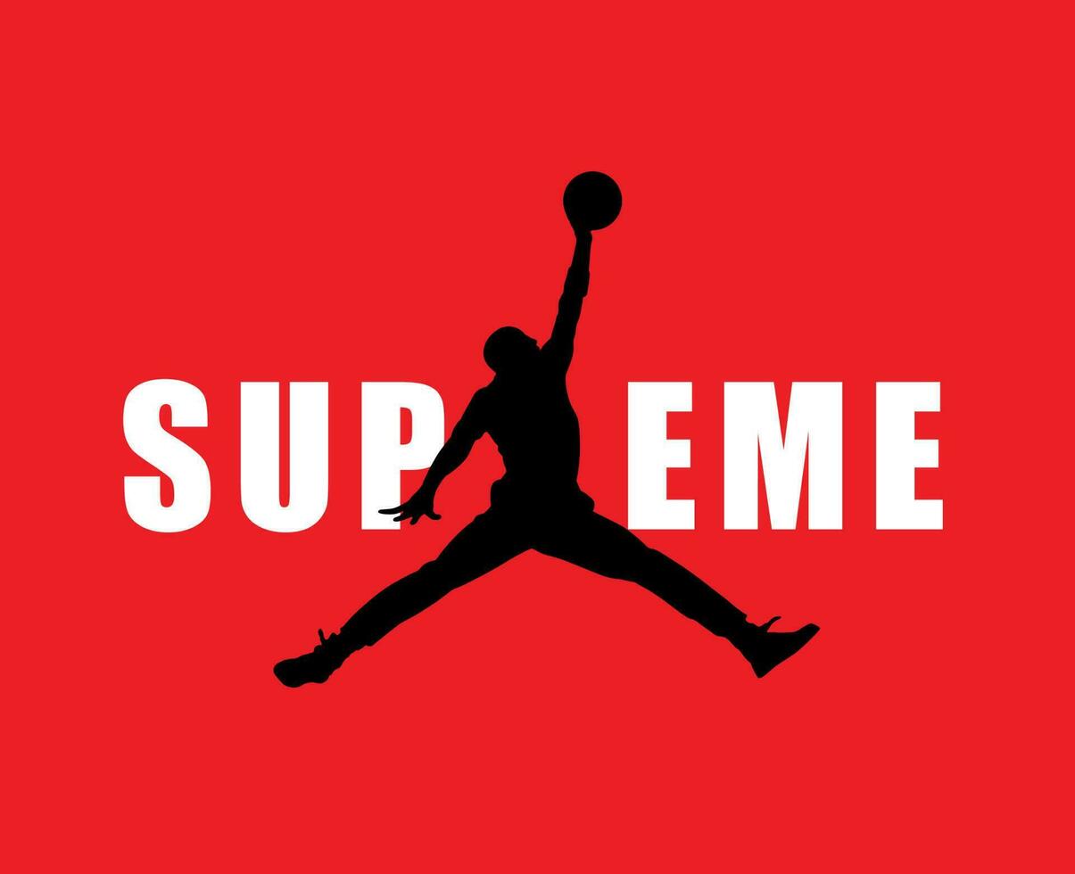 suprême Jordan marque logo symbole vêtements conception icône abstrait vecteur illustration avec rouge Contexte